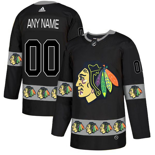 Men Chicago Blackhawks #00 Any name Black Adidas Fashion NHL Jersey->chicago blackhawks->NHL Jersey
